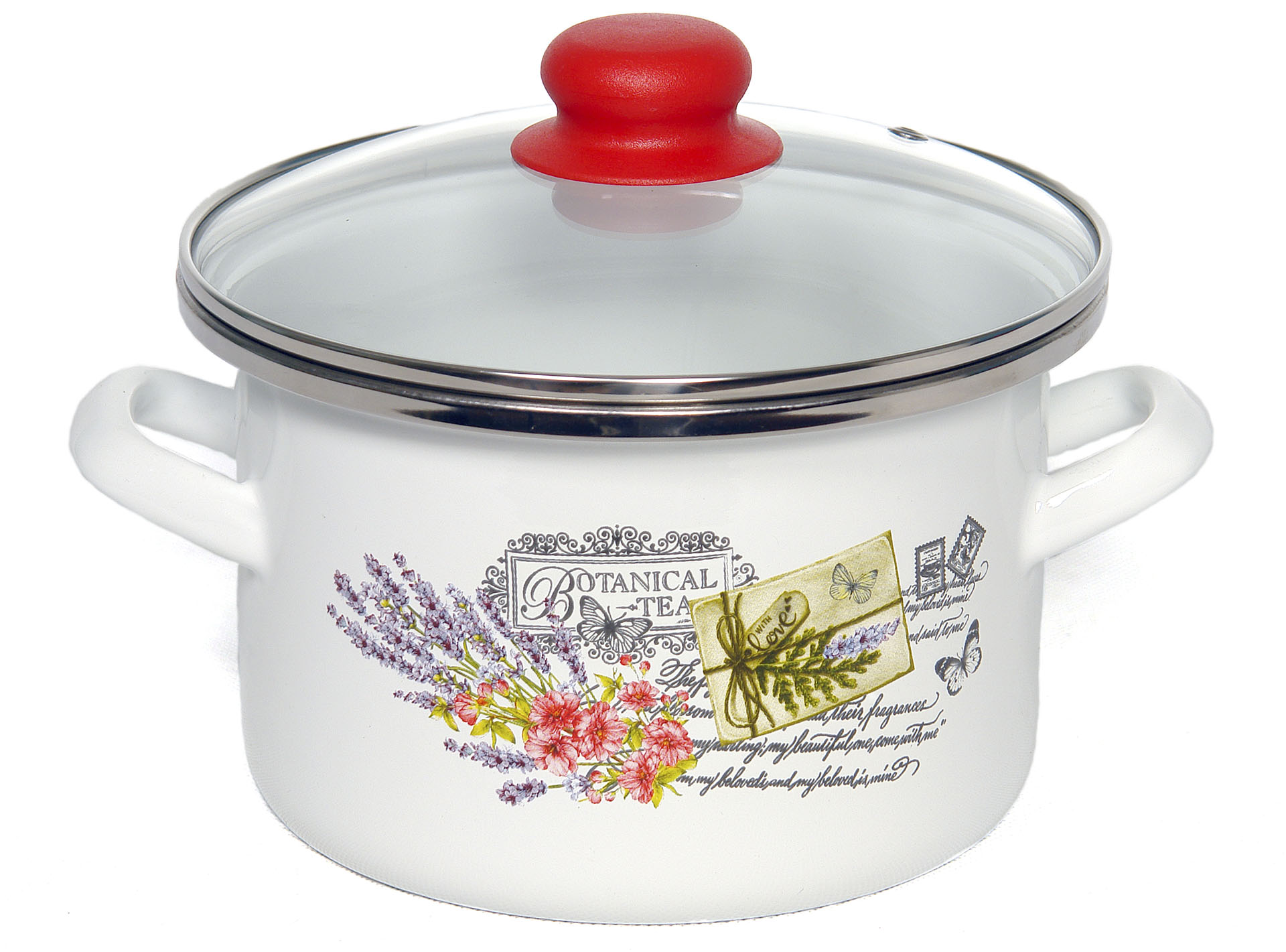 Кастрюля цилиндр. белая с деколью «Прованс»