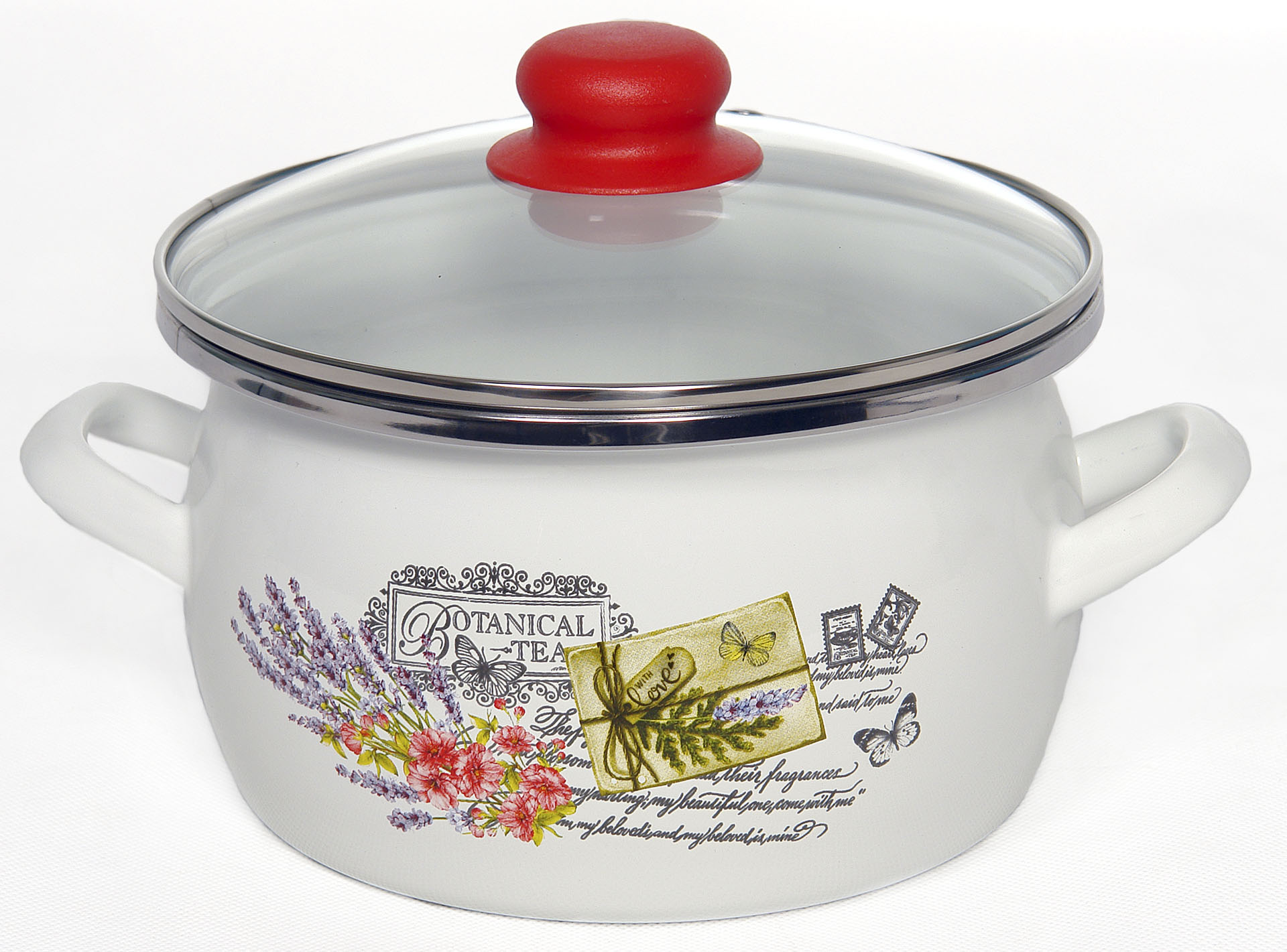 Кастрюля сфера белая с деколью «Прованс»