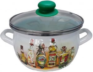 Кастрюля сфера белая с деколью "Специи"