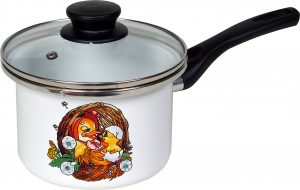 Кастрюля цилиндр. белая с деколью "Утята"