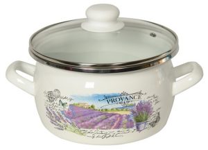 Кастрюля сфера белая с деколью «Лаванда»