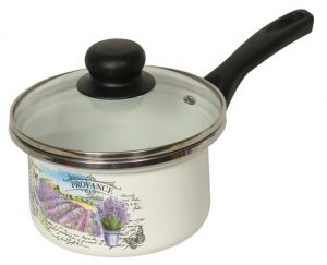 Кастрюля цилиндр. белая с деколью «Лаванда»