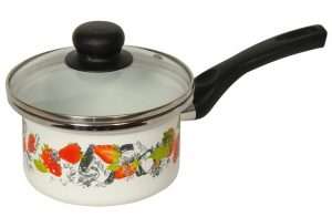 Кастрюля цилиндр. белая с деколью «Клубника»