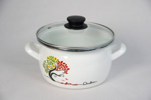 Кастрюля сфера белая с деколью «Омелия»