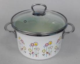 Кастрюля цилиндр. белая с деколью «Луговые цветы»