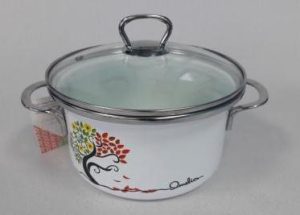 Кастрюля цилиндр. белая с деколью «Омелия»