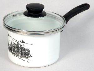 Кастрюля цилиндр. белая с деколью «Д. пейзаж»