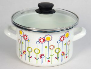 Кастрюля цилиндр. белая с деколью «Луговые цветы»